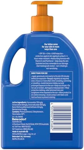 NIVEA SUN Protect & Moisture, Moisture Lock Sunscreen Lotion SPF 50+ 1L | Moisturising Sunscreen With Panthenol & Vitamin E | 4-hours Water Resistance | Made in Australia