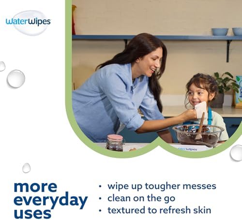 WaterWipes Sensitive+ Baby & Toddler Wipes, 720 Count (12 Packs), 3-In-1 Cleans, Cares, Protects, 99.9% Water, Textured Clean, Unscented