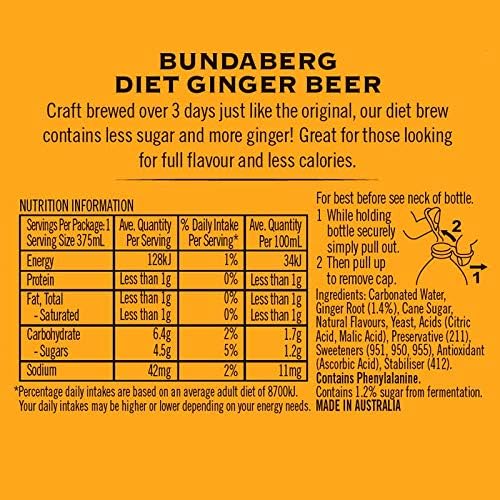 Bundaberg Diet Ginger Beer, 12 x 375 ml (Pack of 2)