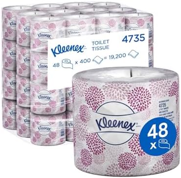 Kleenex Toilet Tissue (4735), 2 Ply Toilet Paper, 48 Toilet Rolls/Case, 400 Sheets/Roll (19,200 Sheets)