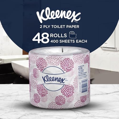 Kleenex Toilet Tissue (4735), 2 Ply Toilet Paper, 48 Toilet Rolls/Case, 400 Sheets/Roll (19,200 Sheets)